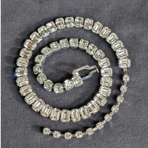 Vintage Eisenberg Emerald Cut Austrian Rhinestones Crystal Necklace Signed